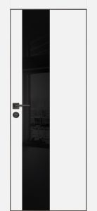 Межкомнатная дверь PX-6 черная кромка с 4-х ст. Белый матовый